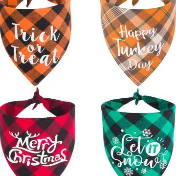 Plaid Holiday Dog Bandanas for Small to Large Dogs