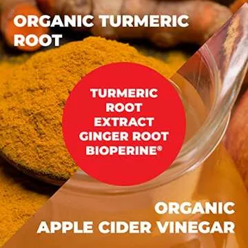 Turmeric Supplement and Organic Apple Cider Vinegar Capsules with Ginger for Joint Health, Metabolic & Digestive Support. Premium Turmeric Apple Cider Vinegar Supplements. Non-GMO. Vegan. 60 ACV Caps