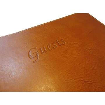 Fiorentina Soft Cover Italian Leather Guest Book with Guests Embossed on Cover - Tan