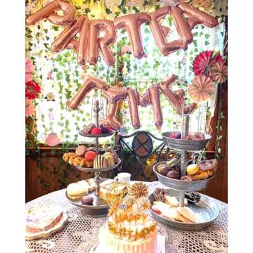 LaVenty 5 PCS Par TEA TIME Balloons Tea Party Birthday Banner Tea Party Decorations LET'S PAR TEA Pa...