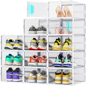 JONYJ Clear Stackable Shoe Organizer for Neat Storage
