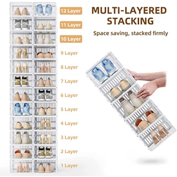 JONYJ Clear Stackable Shoe Organizer for Neat Storage