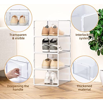 JONYJ Clear Stackable Shoe Organizer for Neat Storage