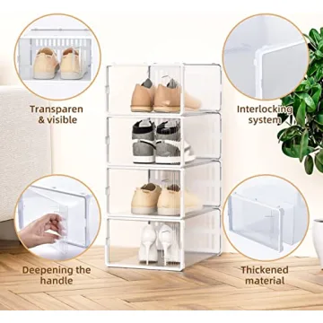 JONYJ Clear Stackable Shoe Organizer for Neat Storage