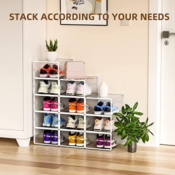 JONYJ Clear Stackable Shoe Organizer for Neat Storage