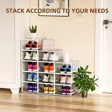 JONYJ Clear Stackable Shoe Organizer for Neat Storage