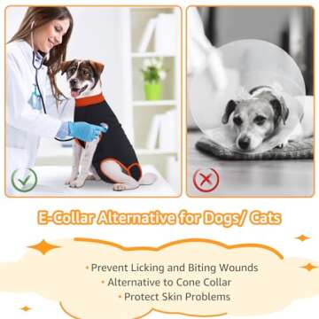 iBuddy 2 Packs Dog Surgical Recovery Suit, Professional Pet Recovery Shirt Dog Abdominal Wounds Bandages for Male Female，Anti Licking Breathable Dog Shirt Size Large