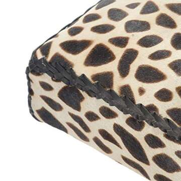 Safari Cow Hide & Mahogany Vanity Stool, Leopard Print