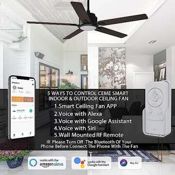Smart Ceiling Fan with Light - Alexa Compatible & Silent