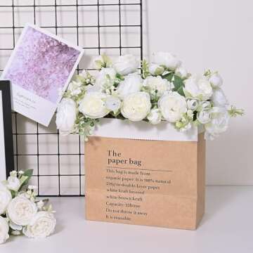 MARTINE MALL 2 Packs Peonies Artificial Flowers, White Artificial Peonies, Silk Peonies Flowers Fake Peonies Artificial Flowers Peonies Bouquet for Centerpiece Table Wedding Party Home Decor