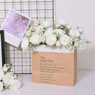 MARTINE MALL 2 Packs Peonies Artificial Flowers, White Artificial Peonies, Silk Peonies Flowers Fake Peonies Artificial Flowers Peonies Bouquet for Centerpiece Table Wedding Party Home Decor