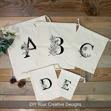 TOPDesign Reusable Produce Bags, Muslin Bags with Drawstrings for Shopping & Storage, 100% Natural Cotton Bags, Washable, Biodegradable, Food Safe