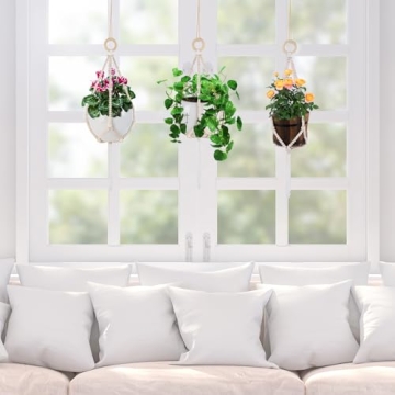 Hotfiary Bohemian Wood Bead Plant Hanger for Any Space