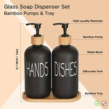 Stylish Glass Soap Dispenser Set with Bamboo Tray