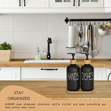 Stylish Glass Soap Dispenser Set with Bamboo Tray