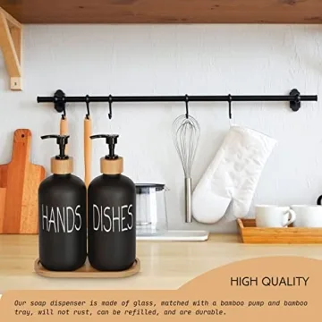 Stylish Glass Soap Dispenser Set with Bamboo Tray