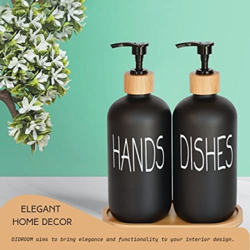 Stylish Glass Soap Dispenser Set with Bamboo Tray