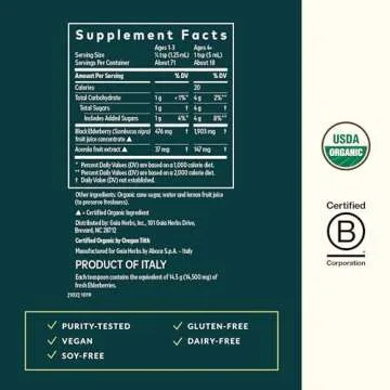 Gaia Herbs Black Elderberry (Sambucus Nigra) Syrup-Immune Support Supplement-Made with Organic Black...