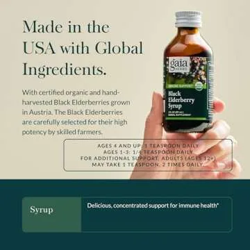 Gaia Herbs Black Elderberry (Sambucus Nigra) Syrup-Immune Support Supplement-Made with Organic Black Elderberries for Immune System Support-USDA Certified Organic Formula-5.4 Fl Oz (32-Day Supply)