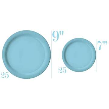 Oojami Gender Reveal Party Pack - 50 Disposable Plates & Cups