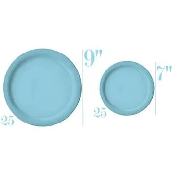 Oojami Gender Reveal Party Pack - 50 Disposable Plates & Cups