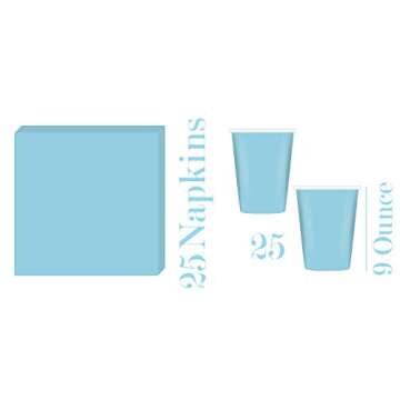 Oojami Gender Reveal Party Pack - 50 Disposable Plates & Cups