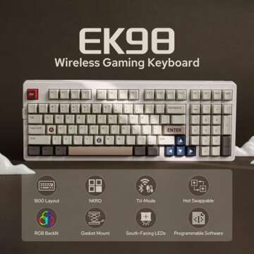 EPOMAKER EK98 Wireless Gaming Keyboard, Tri-Mode Bluetooth/2.4Ghz/USB-C Wired Mechanical Keyboard, H...