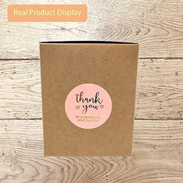 PMCDS2G 500pcs Thank You Stickers Pink Gold 1.5" in 1 Roll for Gift Décor Thank You Cards Small Business Handmade Crafts
