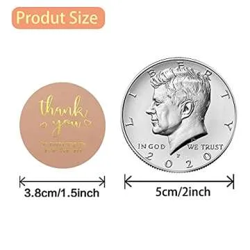 PMCDS2G 500pcs Thank You Stickers Pink Gold 1.5" in 1 Roll for Gift Décor Thank You Cards Small Business Handmade Crafts