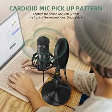 SUDOTACK USB Streaming Podcast PC Microphone, Professional 192kHz/24bit Studio Cardioid Condenser Mic Kit with Sound Card Shock Mount Pop Filter, for Skype Youtuber Karaoke Gaming Recording