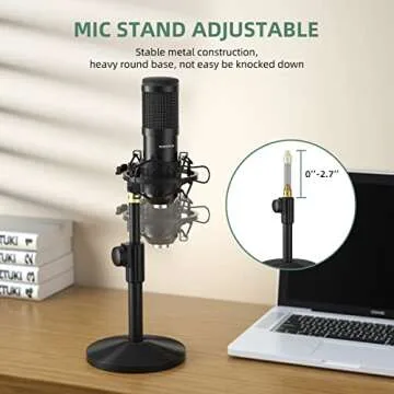 SUDOTACK USB Streaming Podcast PC Microphone, Professional 192kHz/24bit Studio Cardioid Condenser Mic Kit with Sound Card Shock Mount Pop Filter, for Skype Youtuber Karaoke Gaming Recording