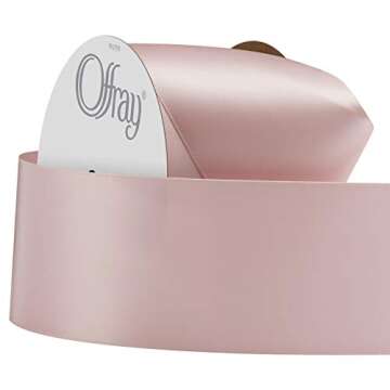 Berwick Offray 2.25" Wide Double Face Satin Ribbon, Blush Pink, 10 Yds