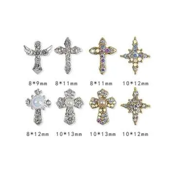 Eseres 40Pcs Cross Nail Charms for Stunning Nail Art