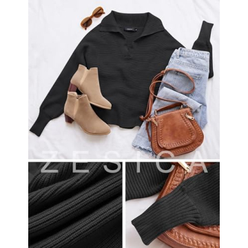 ZESICA Women's Stylish Fall Knit Pullover Sweater