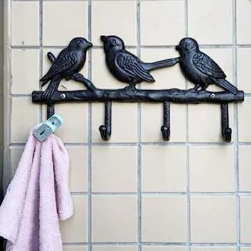 Stylish NEWCIX Cast Iron Coat Hooks 4 Hooks for Home
