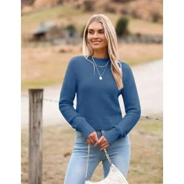 Zeagoo Women's 2025 Fall Crewneck Cropped Sweater Trendy Long Sleeve Ribbed Knit Pullover Jumper Top...