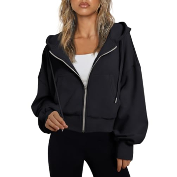 Trendy Queen Full Zip Up Cropped Sweatshirt: Cozy & Stylish