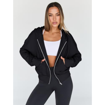 Trendy Queen Full Zip Up Cropped Sweatshirt for Women