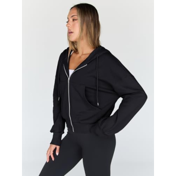 Trendy Queen Full Zip Up Cropped Sweatshirt for Women