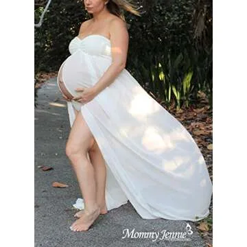 Mommy Jennie Maternity Dress for Photoshoot – Elegant Sleeveless Gown B-White