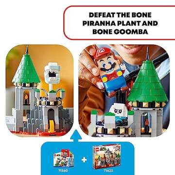 LEGO Super Mario Dry Bowser Castle Battle Expansion Set, Buildable Game with Bowser Toy and 4 Super Mario Figures, Collectible Playset, Super Mario Toy for 8 Year Old Boys and Girls, 71423