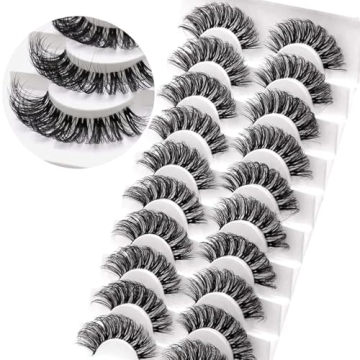 Veleasha Lashes Russian Strip Lashes Eyelashes with Clear Band Looks Like Eyelash Extensions D Curl ...