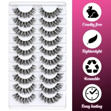 Veleasha Russian Strip Lashes - 10 Pairs of D Curl Beauty
