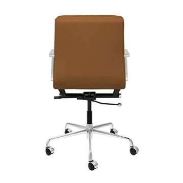 Laura Davidson Furniture SOHO II Padded Management Office Chair - Mid Back Desk Chair with Arm Rest, Swivel & Cushion Availability, Made of Faux Leather, Brown, Computer Chair