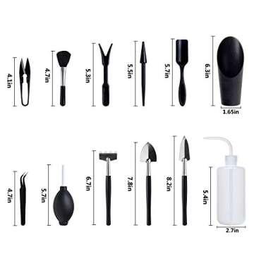 BlueMake Succulent Plants Tools,Mini Garden Hand Transplanting Succulent Tools Miniature Planting,Set for Indoor Miniature Fairy Garden Plant Care (12pcs Tools Set)