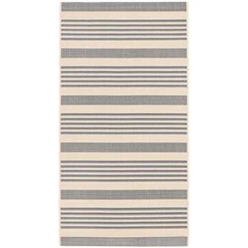SAFAVIEH Courtyard Collection Accent Rug - 2'7" x 5', Grey & Bone, Stripe Design, Non-Shedding & Easy Care, Indoor/Outdoor & Washable-Ideal for Patio, Backyard, Mudroom (CY6062-236)