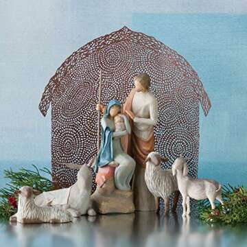 Willow Tree Shelter for The Holy Family, Pierced-Metal Nativity Backdrop