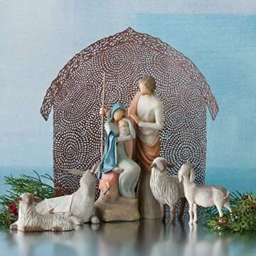Willow Tree Shelter for The Holy Family, Pierced-Metal Nativity Backdrop