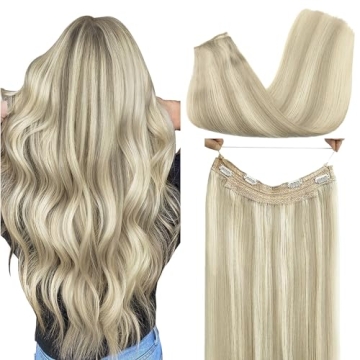 Premium GOO GOO Wire Hair Extensions - 20" Ash Blonde & Platinum Blend