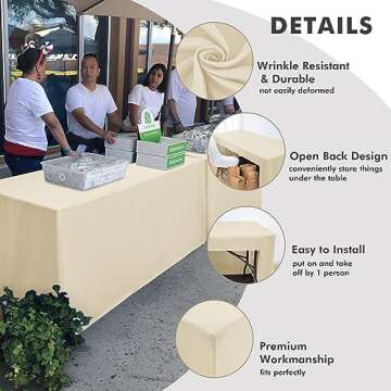 Nasitos 2 Pack Beige 6ft Table Cloths for Events